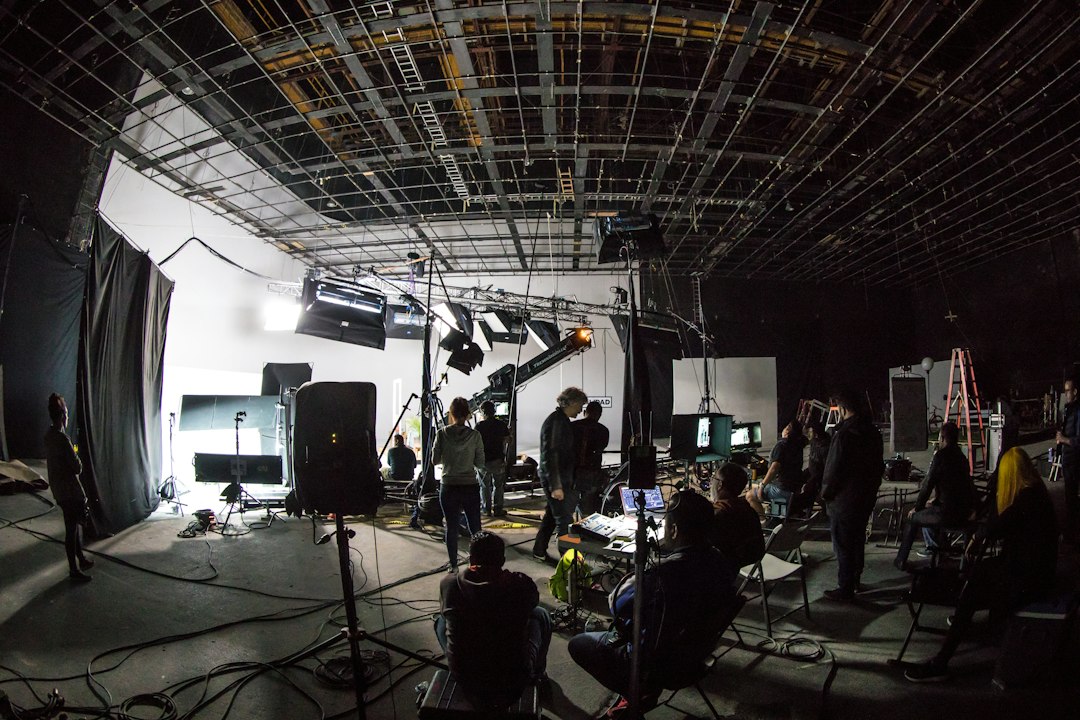 Film crew and lighting equipment illustrating Richard Graham's screen career; not a portrait